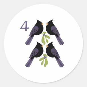 4 Calling Birds Classic Round Sticker
