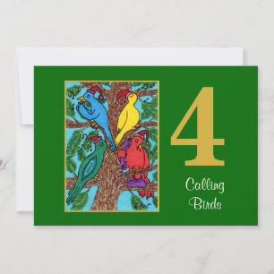 4 Calling Birds Cute Animals Custom Christmas Holiday Card