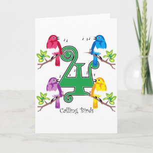 4 Calling Birds Holiday Card