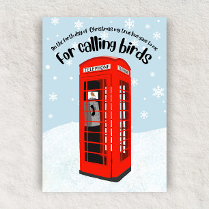4 calling birds pun 12 days of Christmas funny Holiday Card