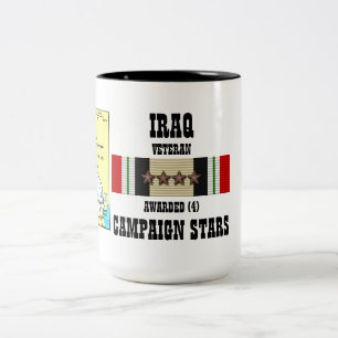 4 CAMPAIGN STARS IRAQ VETERAN Two-Tone COFFEE MUG