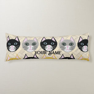 4 Cats, Herringbone Beige Body Cushion