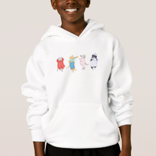 4 CATS IN PAJAMAS Kids Hooded Sweatshirt