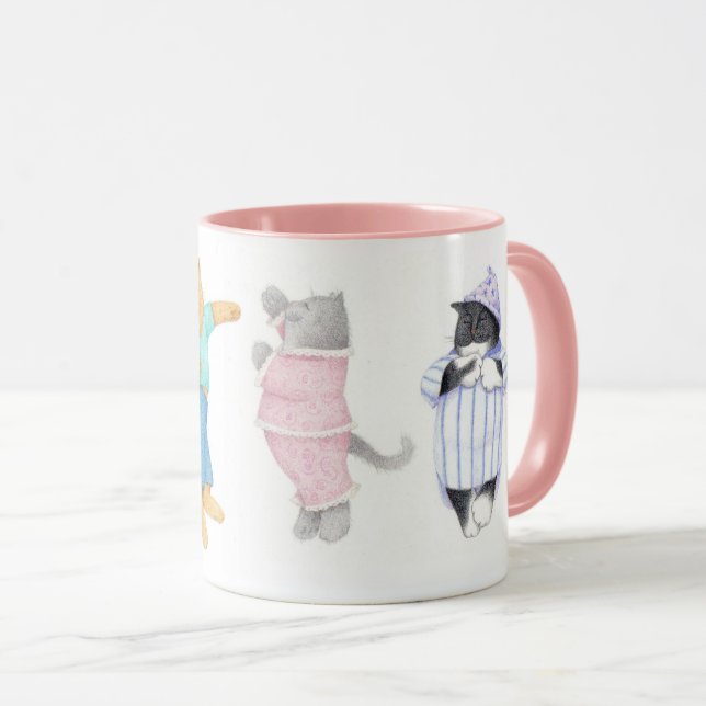 4 CATS IN PAJAMAS Pink Combo Mug (Front Right)
