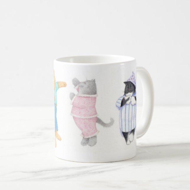 4 CATS IN PAJAMAS White Mug (Front Right)