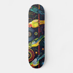 4 Cockatiels - Aboriginal Style - Skateboard Deck