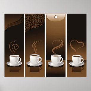 4 Coffee Cups in vector Poster