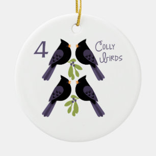 4 Colly Birds Ceramic Ornament