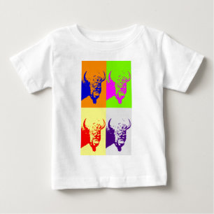 4 Colour Pop Art Buffalo Bison Baby T-Shirt