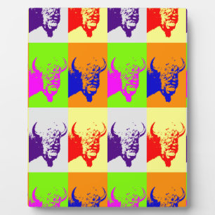 4 Colour Pop Art Buffalo Bison Plaque