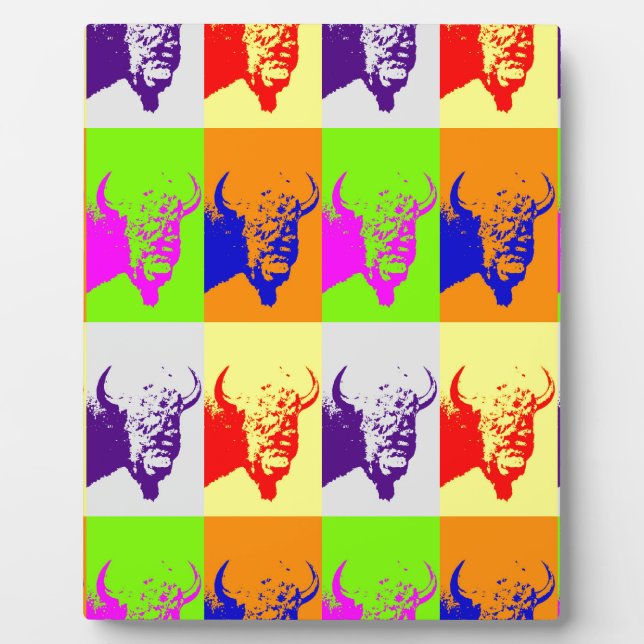 4 Colour Pop Art Buffalo Bison Plaque (Front)