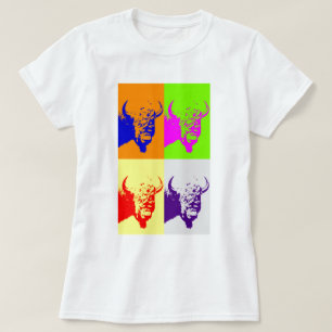 4 Colour Pop Art Buffalo Bison T-Shirt