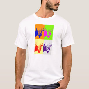 4 Colour Pop Art Buffalo Bison T-Shirt