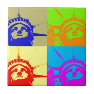 4 Colour Pop Art Lady Liberty Ceramic Tile