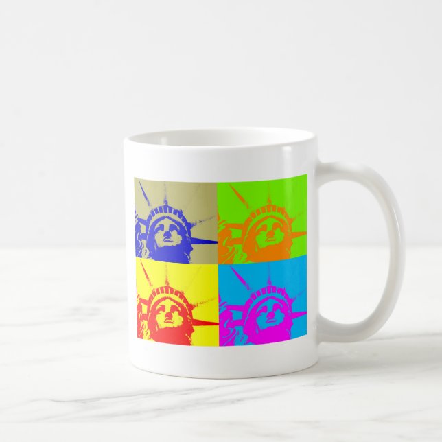 4 Colour Pop Art Lady Liberty Coffee Mug (Right)