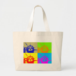 4 Colour Pop Art Lady Liberty Large Tote Bag