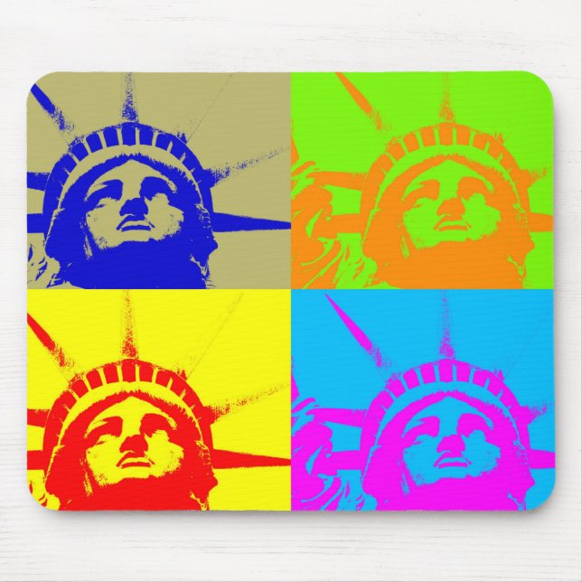 4 Colour Pop Art Lady Liberty Mouse Pad (Front)