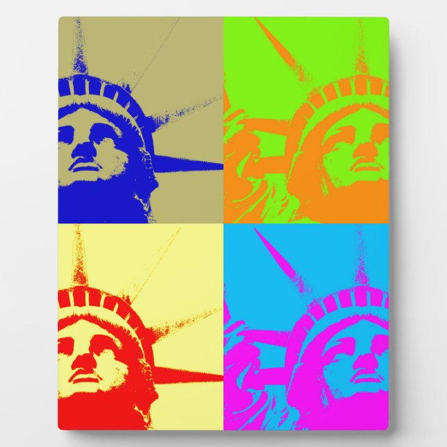 4 Colour Pop Art Lady Liberty Plaque (Front)