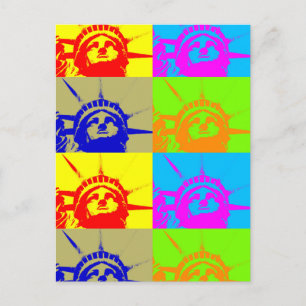 4 Colour Pop Art Lady Liberty Postcard