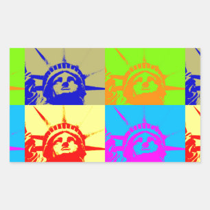 4 Colour Pop Art Lady Liberty Rectangular Sticker
