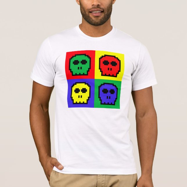 4 Colour Retro 8-bit Skulls T-Shirt (Front)