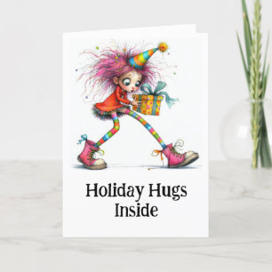 **4 Colourful Whimsical Christmas Girl Gift AP97  Thank You Card