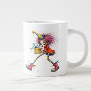 * 4 Colourful Whimsical Christmas Girl Gift AP9 Large Coffee Mug