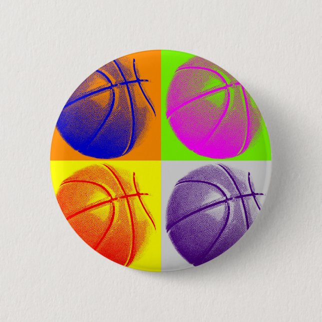 4 Colours Pop Art Basketball 6 Cm Round Badge (Front)