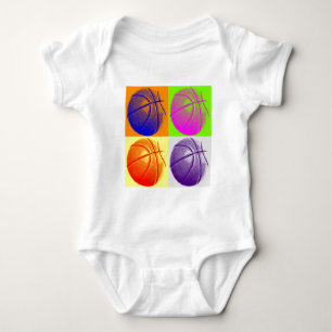 4 Colours Pop Art Basketball Baby Bodysuit