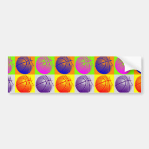 4 Colours Pop Art Basketball Bumper Sticker