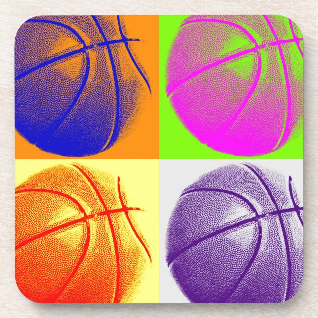 4 Colours Pop Art Basketball Coaster (Front)