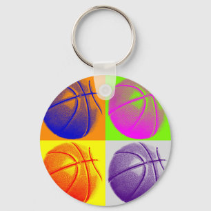 4 Colours Pop Art Basketball Key Ring