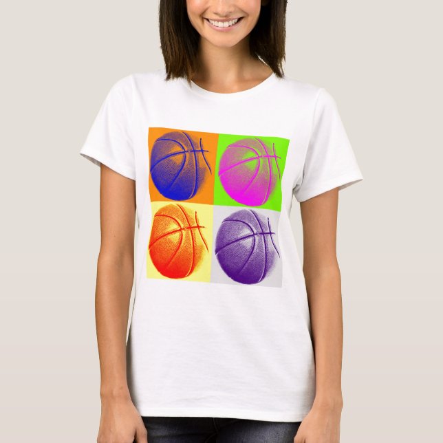 4 Colours Pop Art Basketball T-Shirt (Front)