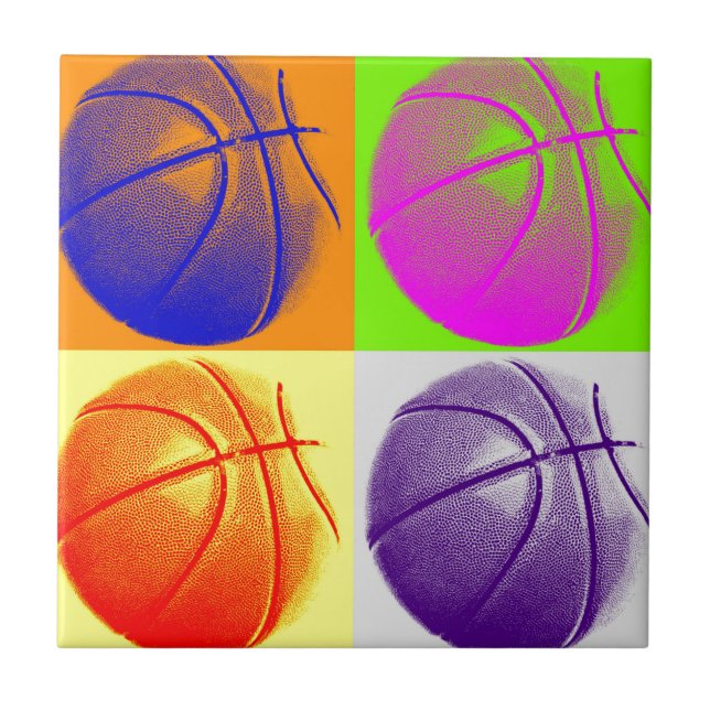 4 Colours Pop Art Basketball Tile (Front)
