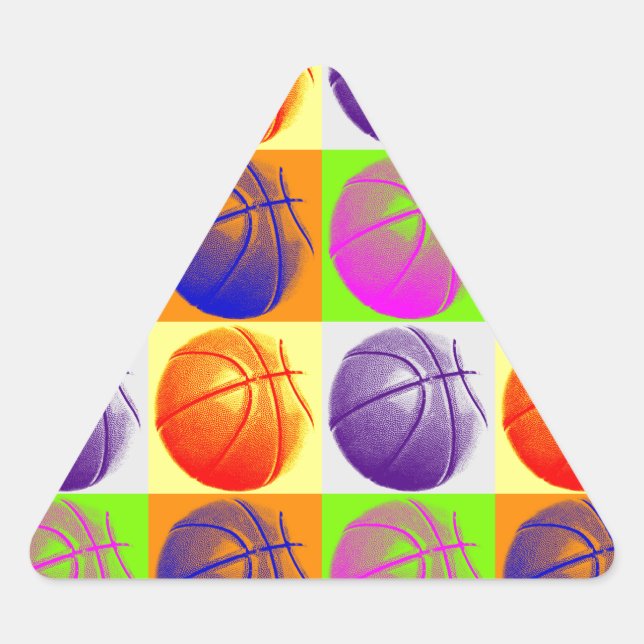 4 Colours Pop Art Basketball Triangle Sticker (Front)