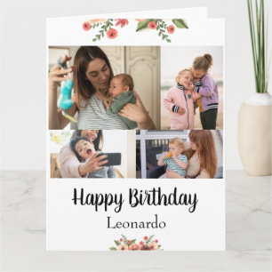 4 Costumize Photos Personalised Script Birthday Card