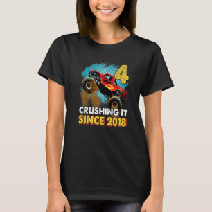 4 Crushing It Since 2018 Monster Truck 4th Birthda T-Shirt