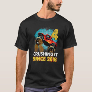 4 Crushing It Since 2018 Monster Truck 4th Birthda T-Shirt