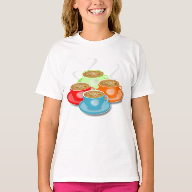 4 Cups of Coffee Girls T-Shirt (Front)