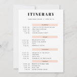 4 Day Simple Blush Itinerary Invitation<br><div class="desc">Use this Invitation to invite all the fabulous girls on your 4 day getaway. Design features a bold serif font that says "Itinerary" with all the details in a san serif font below. The date headlines are highlighted with a blush pink box.</div>