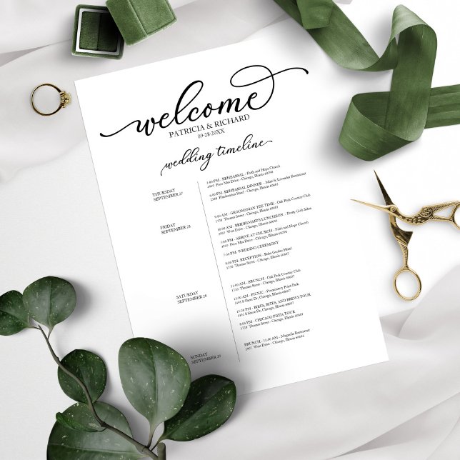 4 Days Wedding Itinerary Chic Black Script (Creator Uploaded)