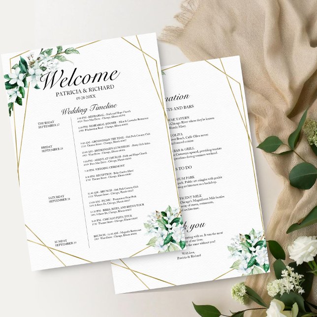 4 Days Wedding Itinerary Geometric Greenery (Creator Uploaded)