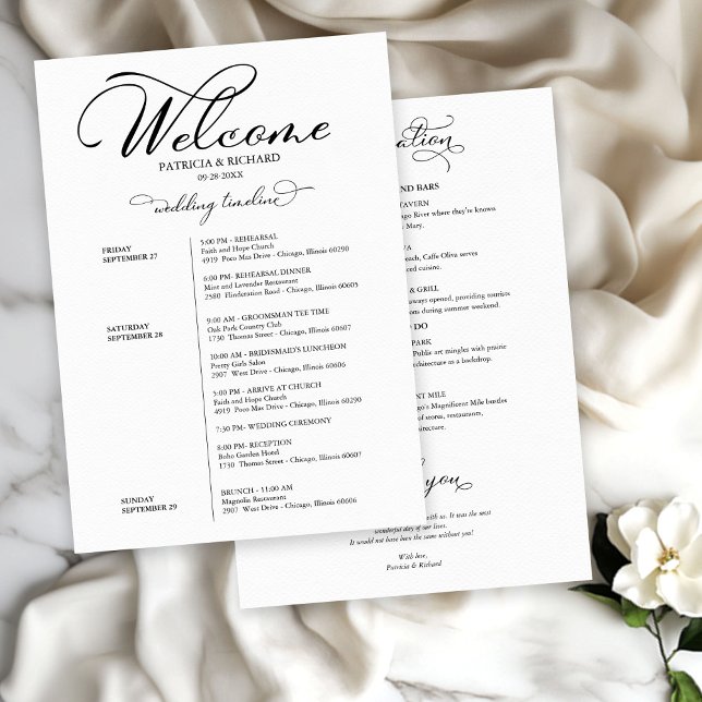 4 Days Wedding Weekend Itinerary Elegant Script (Creator Uploaded)