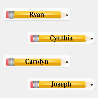 4 Different Names Pencils Iron On Labels