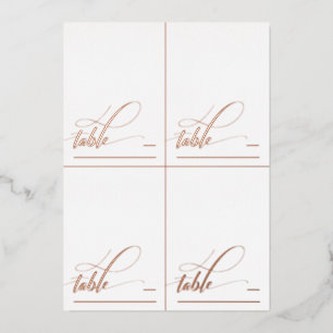 4 DIY Rose Gold Foil Calligraphy Folded Place Card