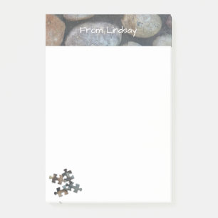 4 Earth Tone Puzzle Pieces River Rock Top Border Post-it Notes