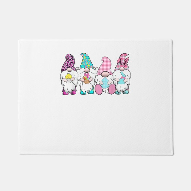 4 Easter Gnomes Pastel Spring Bunny Ears Gingham R Doormat (Front)