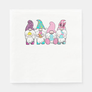 4 Easter Gnomes Pastel Spring Bunny Ears Gingham R Napkin