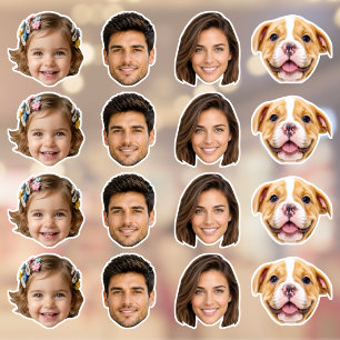 4 Face Cutout Photos Custom-Cut Vinyl Sticker