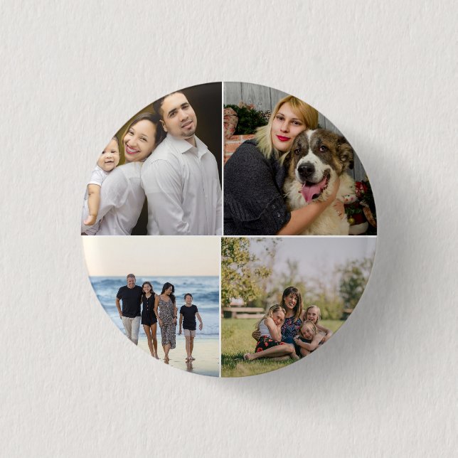  4 Family Photo Collage Custom 3 Cm Round Badge (Front)